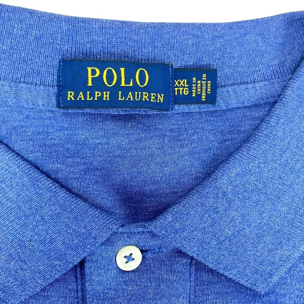 Polo Ralph Lauren Men’s XXL Classic Polo Shirt Heather Blue Cotton‎ Short Sleeve